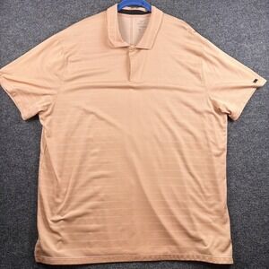 Nike Dri-Fit Polo Shirt Mens XXL Peach Tiger Woods TW Golf Striped Performance